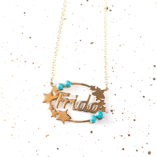 Star and Turquoise Name Necklace