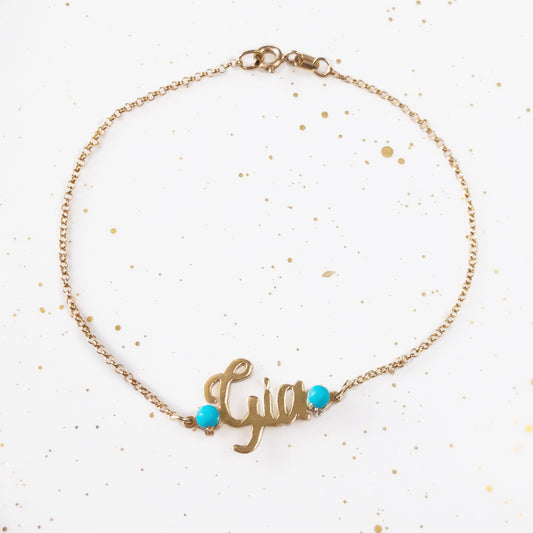 Name and Turquoise Bracelet
