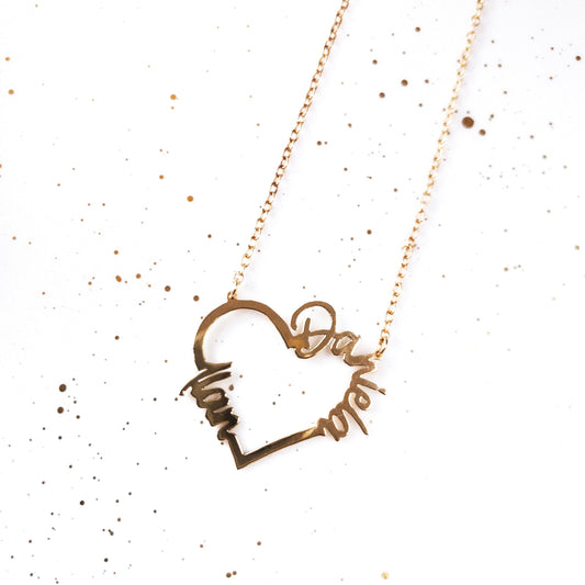 Big Heart + Two Name Necklace