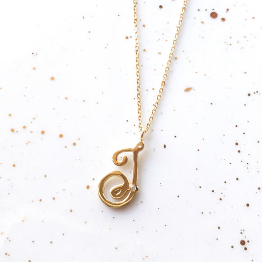 Initial and zirconia Necklace