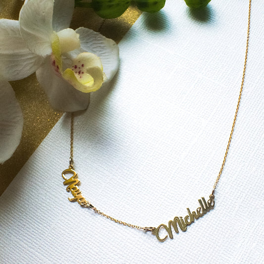 18k Two Name Necklace